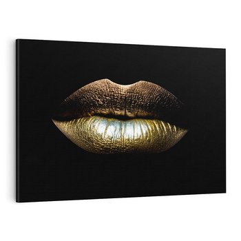 Obraz na płótnie 70x50 - Złote usta pełne tajemnic - usta, złoto