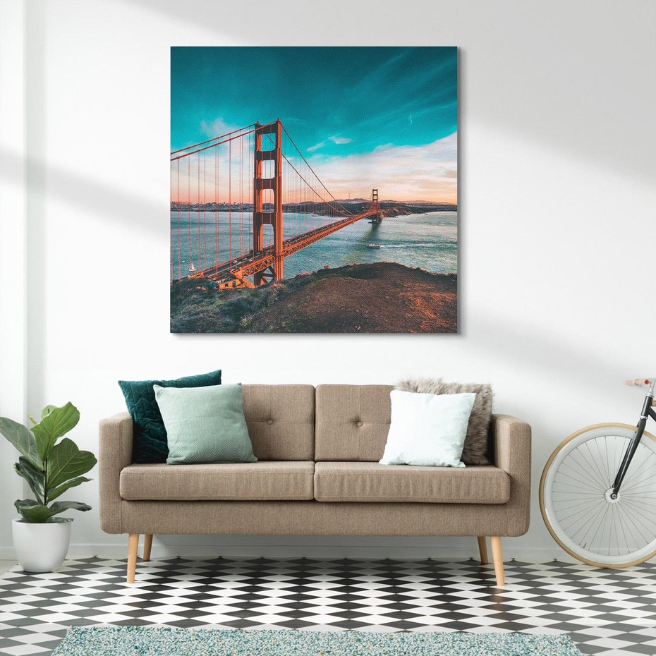 Obraz na płótnie 50x50 - Złoty Gate: majestatyczny most Ameryki - Golden Gate, most