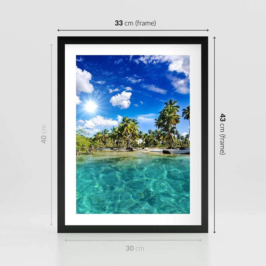 Plakat w ramie 30x40 - Rajskie wakacje na plaży - plaża, wakacje - rama czarna