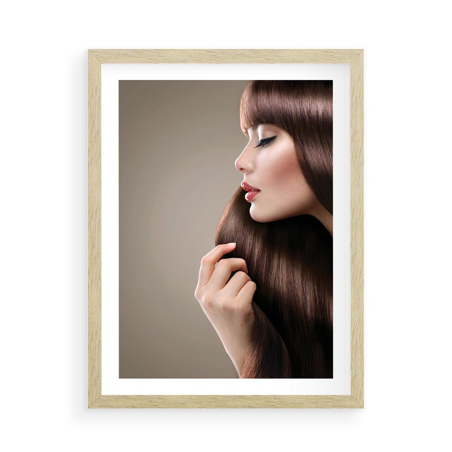 Plakat w ramie 50x70 - Piękno fryzury - włosy, fryzura - rama drewno