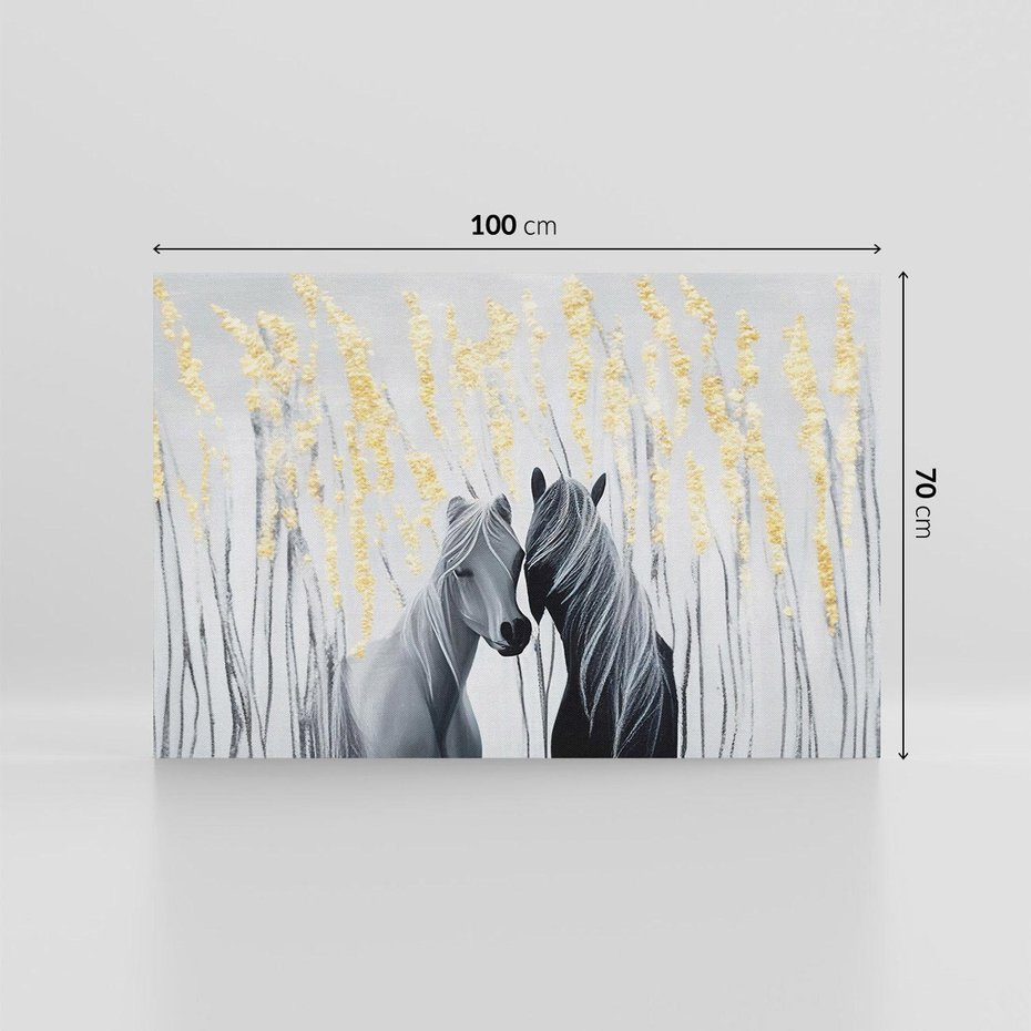 Obraz na płótnie 100x70 - Boho Marzenie - nowoczesna grafika, białe konie