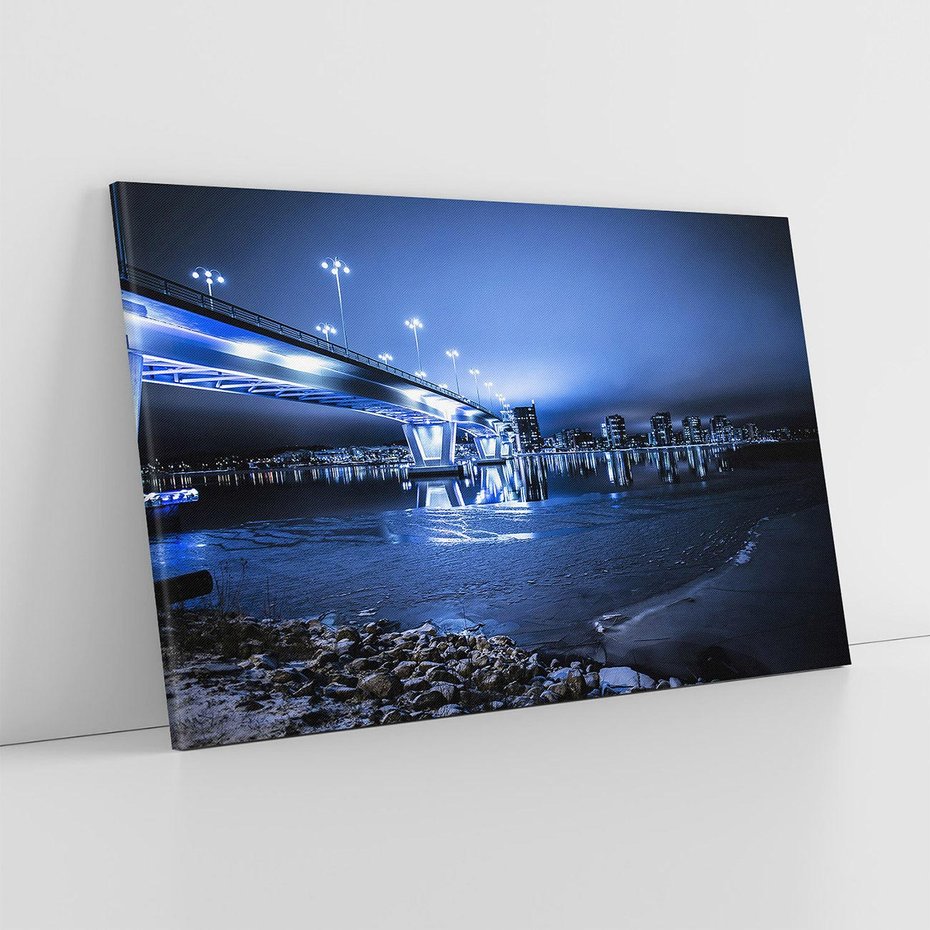 Obraz na płótnie 120x80 - Nocne miasto most - noc, miasto