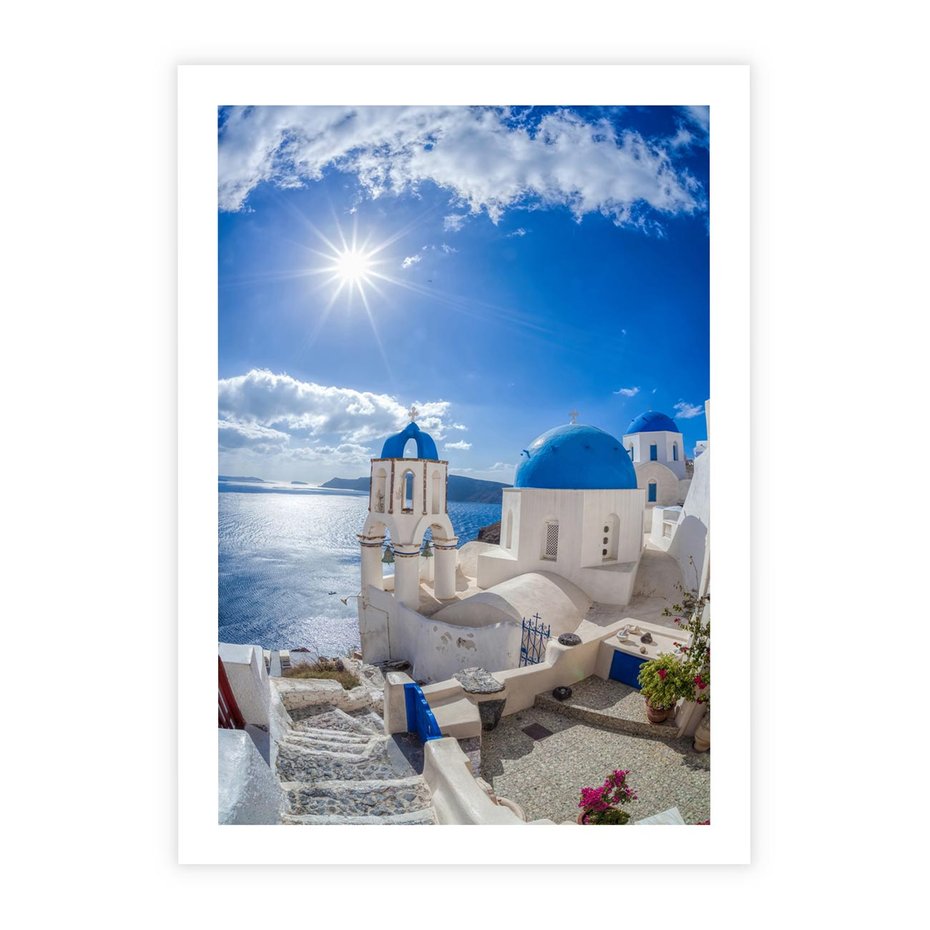 Plakat bez ramy 30x40 - Uroki Santorini we Włoszech - Santorini, Włochy