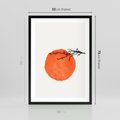 Plakat w ramie 50x70 - Słońce i Gałązka - pomarańczowe słońce, gałązka - rama czarna