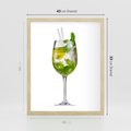 Plakat w ramie 40x50 - Limonkowy drink w letnim stylu - drink, limonka - rama drewno