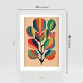 Plakat w ramie 30x40 - Harmonia Rozplątanych Form - abstrakcyjny kolorowy tęczowy obraz, inspiracje roślinne - rama biała