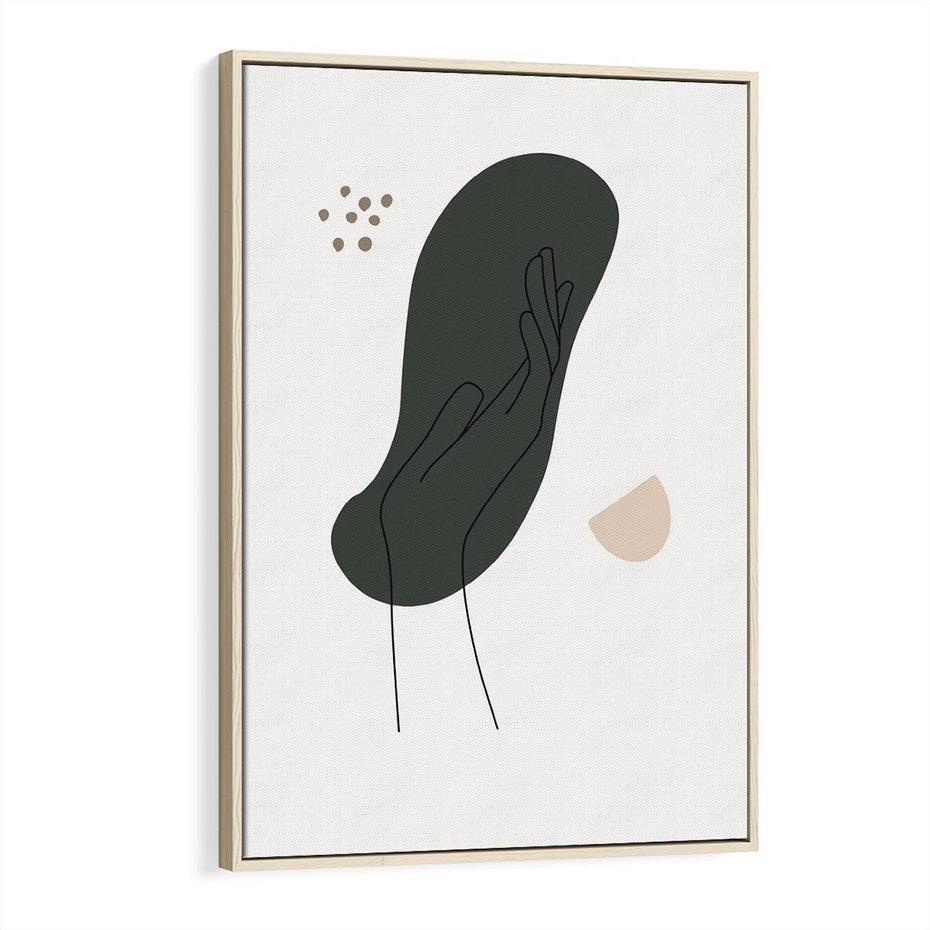 Obraz w ramie 80x120 - Tajemnicze Impulsy - szkic jedną linią, one lone - rama drewno