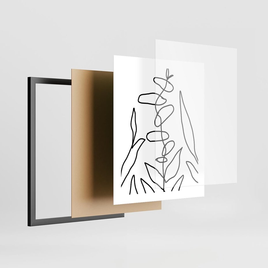 Plakat w ramie 40x50 - Liście Mocy - mroczna sztuka, minimalizm - rama czarna