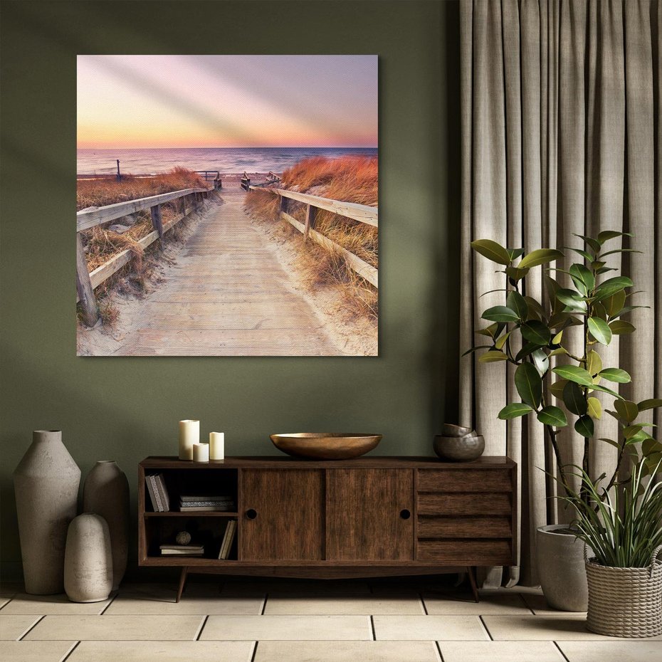 Obraz na płótnie 40x40 - Spacer Wśród Przyboju - dróżka, morze