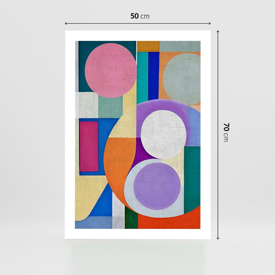 Plakat bez ramy 50x70 - Migotliwe Impulsy Dźwięku - różne geometryczne formy, koła