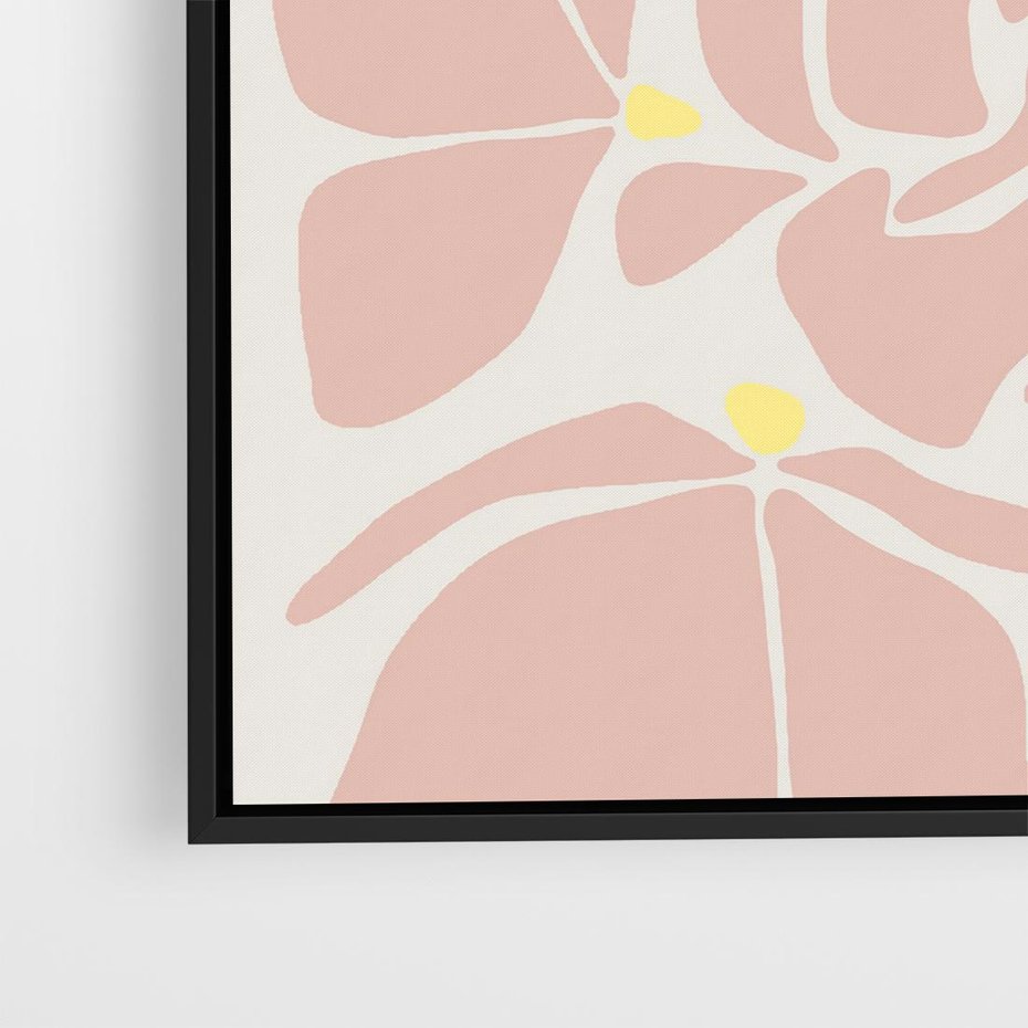 Obraz w ramie 50x50 - Rozplątane Akwarelowe Formy - abstrakcyjne boho kwiaty, kompozycja - rama czarna