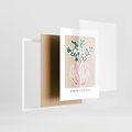 Plakat w ramie 50x70 - Boho Refleksje Natury - gałązki w wazonie, typografia - rama biała