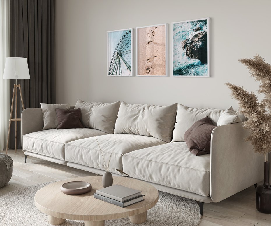 Zestaw obrazy w ramie 40x50 galeria - Plaża, morze, wakacje - rama biała