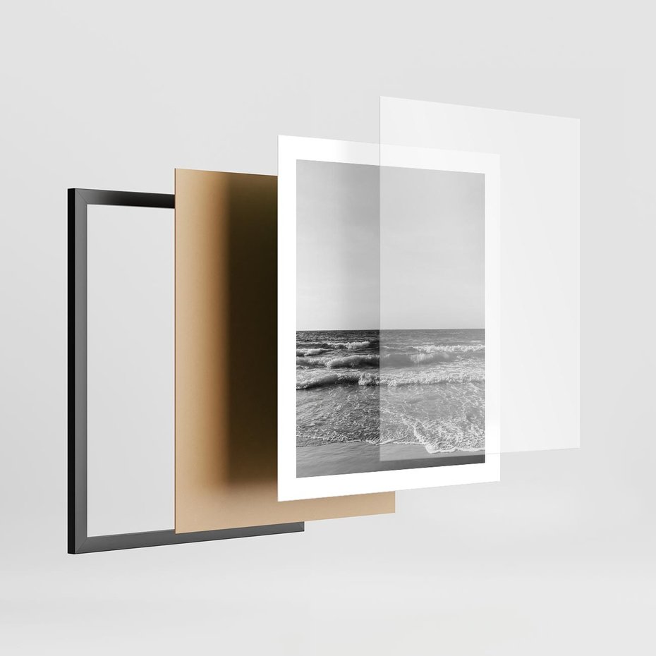 Plakat w ramie 40x50 - Słuchaj Śpiewu Fal - morze, fale - rama czarna