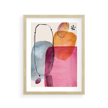 Plakat w ramie 50x70 - Kolorowe Pastelowe Spektrum - kolorowe pastelowe plamy, rozmyte żywe kolory - rama drewno