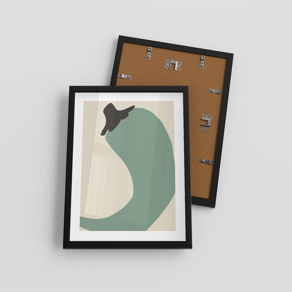 Plakat w ramie 30x40 - Granice Akwareli - abstrakcyjny minimalistyczny obraz, zielona papryczka - rama czarna