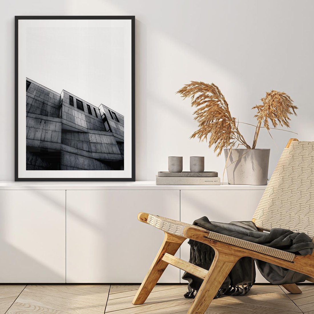 Plakat w ramie 50x70 - Surowa Elegancja Architektury - architektura, surowe formy - rama czarna
