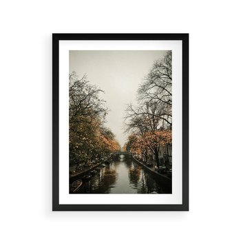 Plakat w ramie 30x40 - Jesienne Spacerki po Holenderskich Kanałach - kanały, Holandia - rama czarna