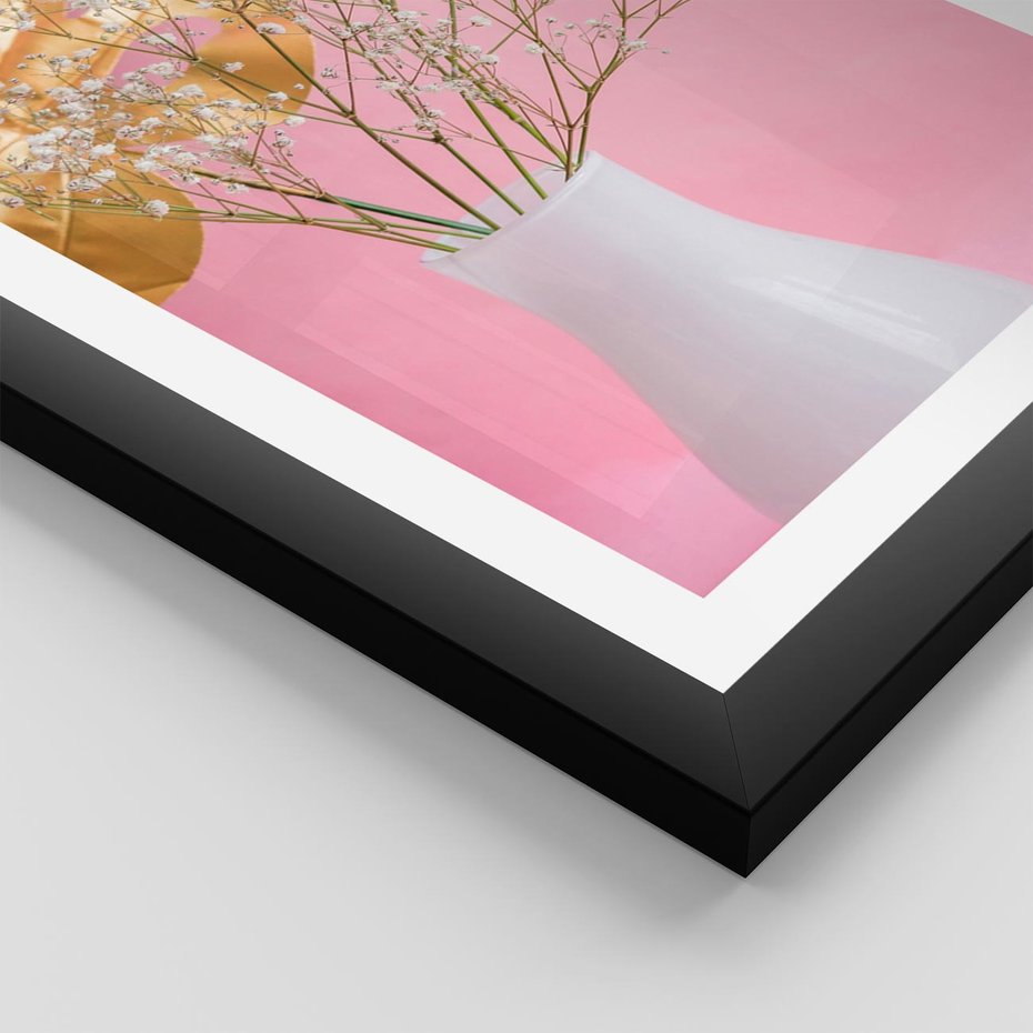 Plakat w ramie 30x40 - Przyjemność Złotej Natury - złote, liście - rama czarna