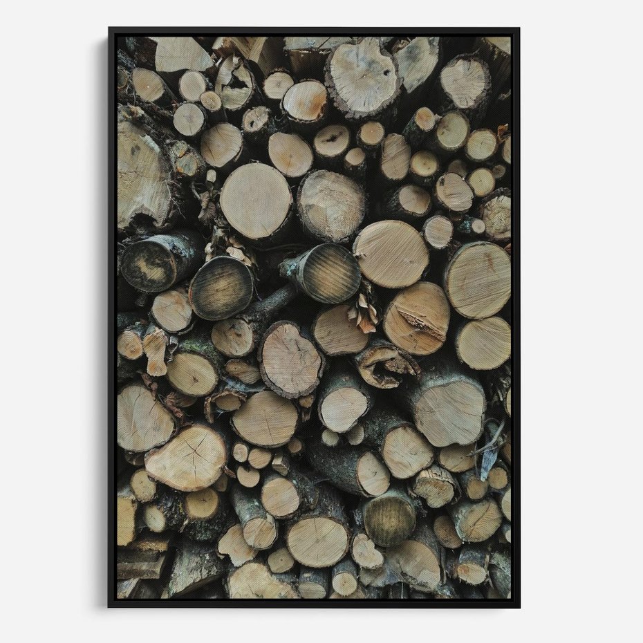 Obraz w ramie 50x70 - Bliskość Natury - drewno, las - rama czarna