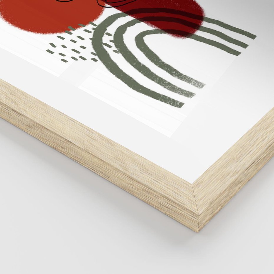 Plakat w ramie 50x70 - Abstrakcyjne Pulsacje - abstrakcyjna sztuka, boho kształty - rama drewno