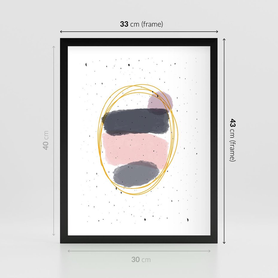 Plakat w ramie 30x40 - Migocące Odbicia - abstrakcyjna kompozycja, jak ręcznie malowana - rama czarna