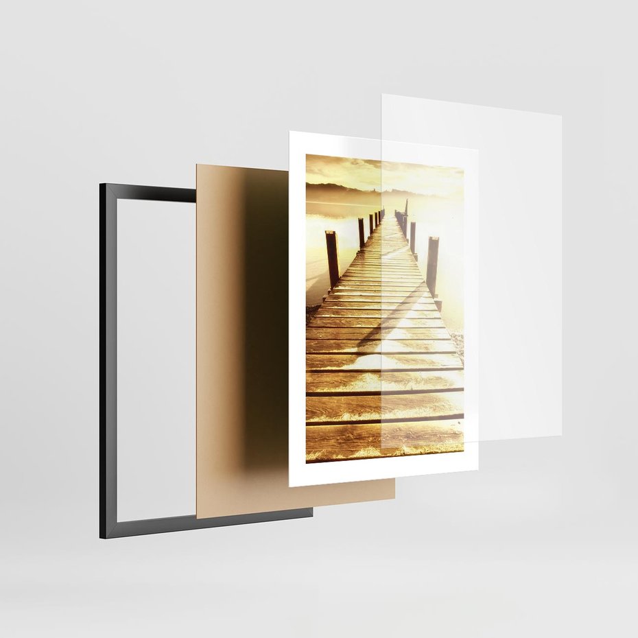 Plakat w ramie 30x40 - Stary pomost w sepia - pomost, sepia - rama czarna