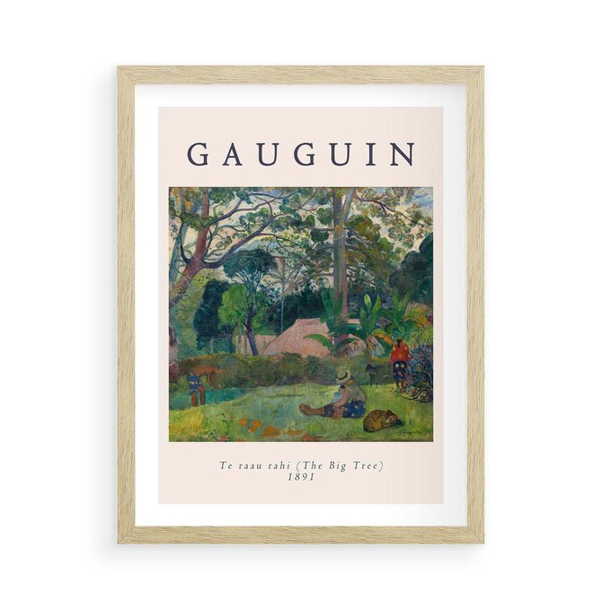 Plakat w ramie 50x70 - Gauguin: Reprodukcja i Typografia - Gauguin, reprodukcja - rama drewno