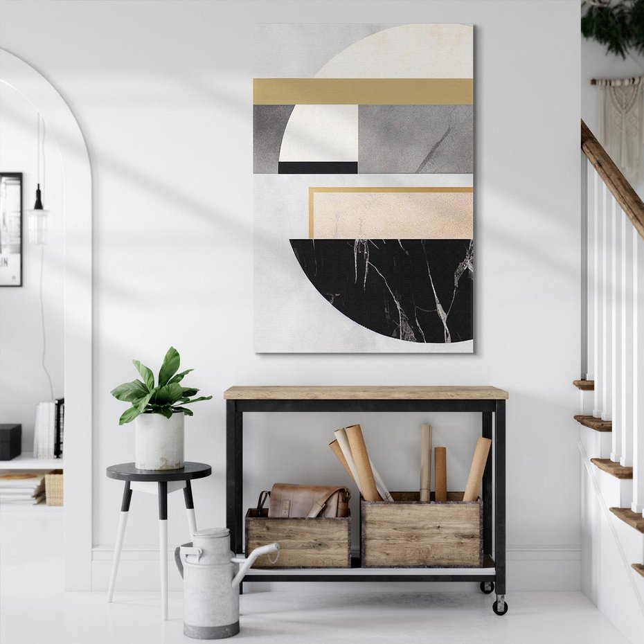 Obraz na płótnie 70x100 - Biało-Czarne Formy - nowoczesna geometria, koło