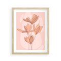 Plakat w ramie 40x50 - Przenikające Kształty - minimalistyczny plakat, pudrowe kwiaty - rama drewno
