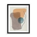 Plakat w ramie 50x70 - Rozkwitająca Akwarelowa Inspiracja - geometryczne elementy, stonowane ziemiste kolory - rama czarna