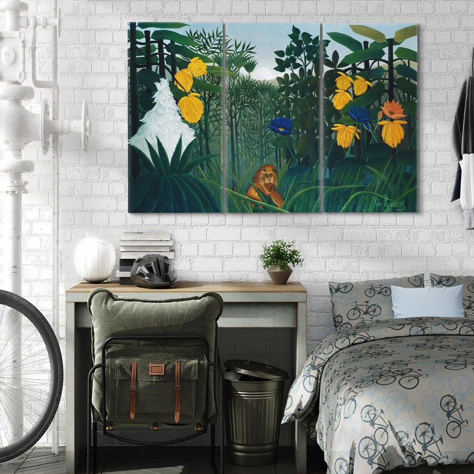 Obraz na płótnie 120x80 - "Uczta Lwa" (1907) Henri Rousseau - Reprodukcja - reprodukcja, obraz na płótnie