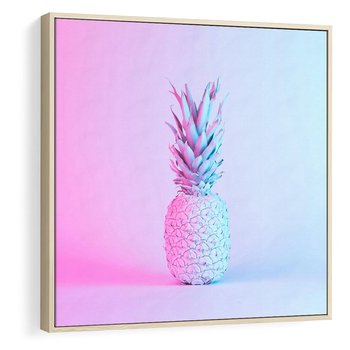 Obraz w ramie 80x80 - Ananas Abstrakcja - ananas, abstrakcja - rama drewno