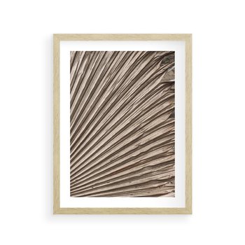 Plakat w ramie 30x40 - Liść Palmy w Wyjątkowej Kompozycji - suchy liść palmy, boho styl - rama drewno