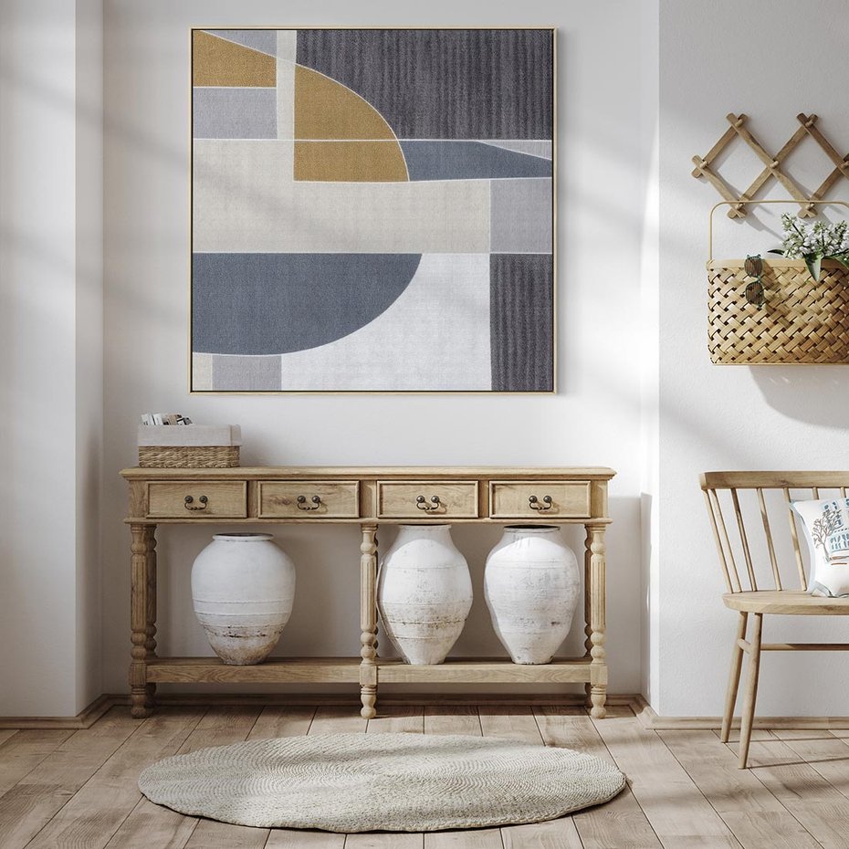 Obraz w ramie 80x80 - Odbicie wschodzącego jutra - graficzne kształty, geometria - rama drewno