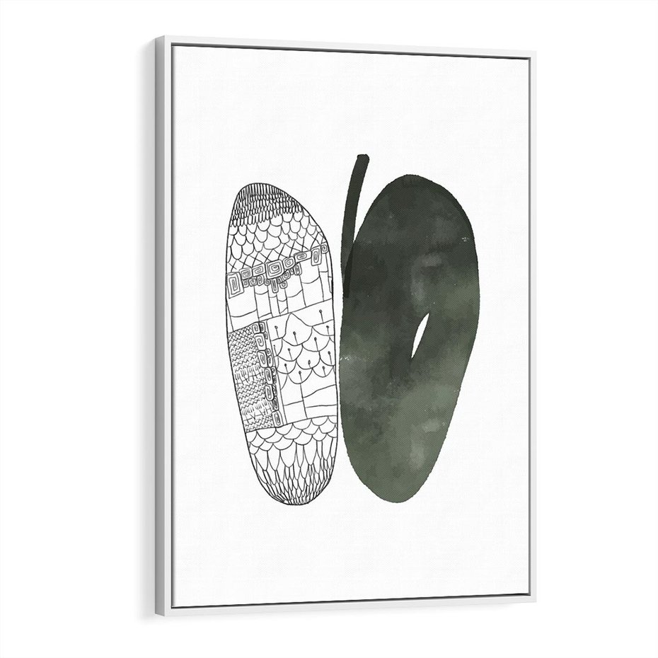 Obraz w ramie 80x120 - Przesunięte Jabłko - minimalistyczny plakat, jabłko - rama biała