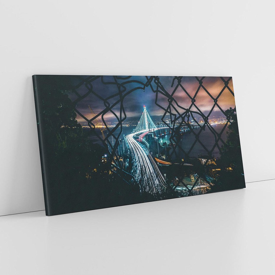 Obraz na płótnie 120x60 - Most nocą - Światła i refleksy - most, światła