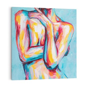 Obraz na płótnie 40x40 - Nagie Natchnienie - obraz olejny, naga kobieta