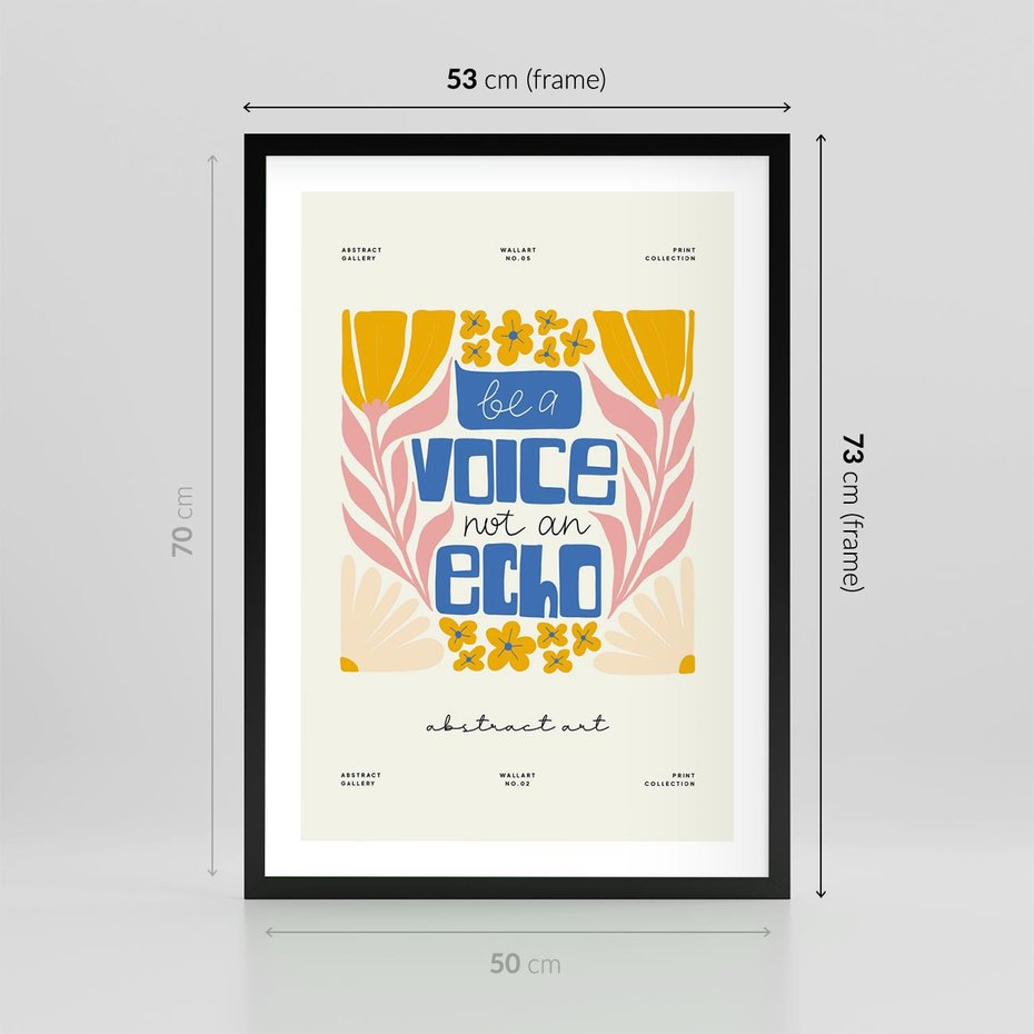 Plakat w ramie 50x70 - Złote Impulsy - typografia, kwiaty - rama czarna