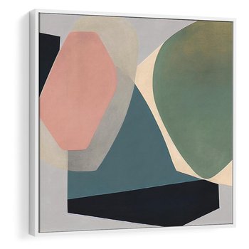 Obraz w ramie 80x80 - Szare Tło Plam - abstrakcyjne plamy, kształty - rama biała