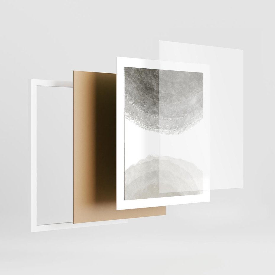 Plakat w ramie 40x50 - Impresje Energii - rozmyte cienie, abstrakcja - rama biała