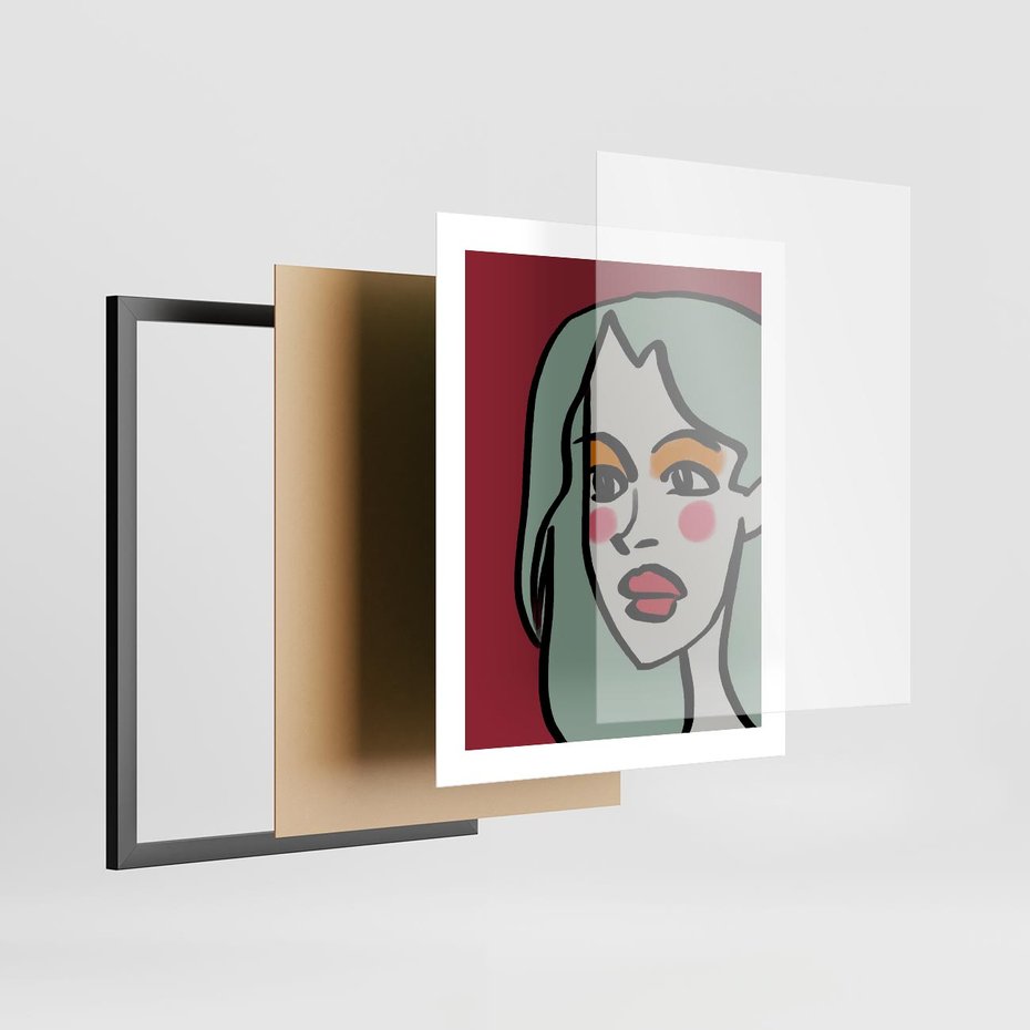 Plakat w ramie 40x50 - Ekspresja Linii - nowoczesny plakat, mocna linie - rama czarna