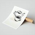 Plakat bez ramy 21x30 - Kawa w Minimalistycznym Szkicu - grafika, szkic