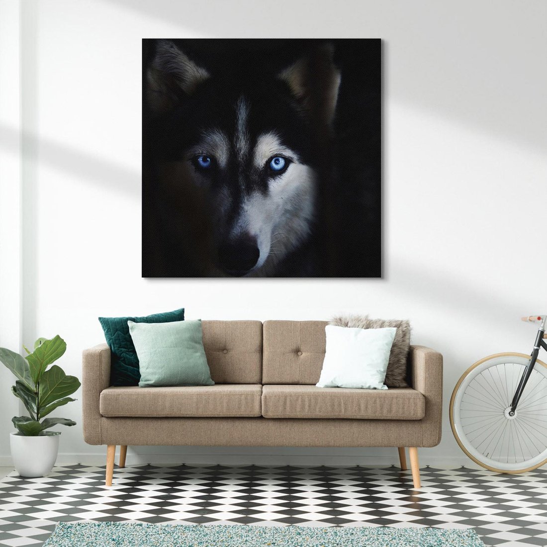 Obraz na płótnie 80x80 - Wilk i husky: siła przyjaźni - wilk, husky