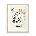 Plakat w ramie 50x70 - Picassowska Abstrakcja Kota - abstrakcyjna grafika kota, jak picasso - rama drewno