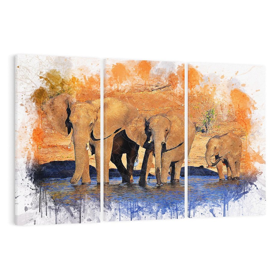 Obraz na płótnie 120x80 - Majsestatyczne Wielkie ssaski - słonie, zwierzęta