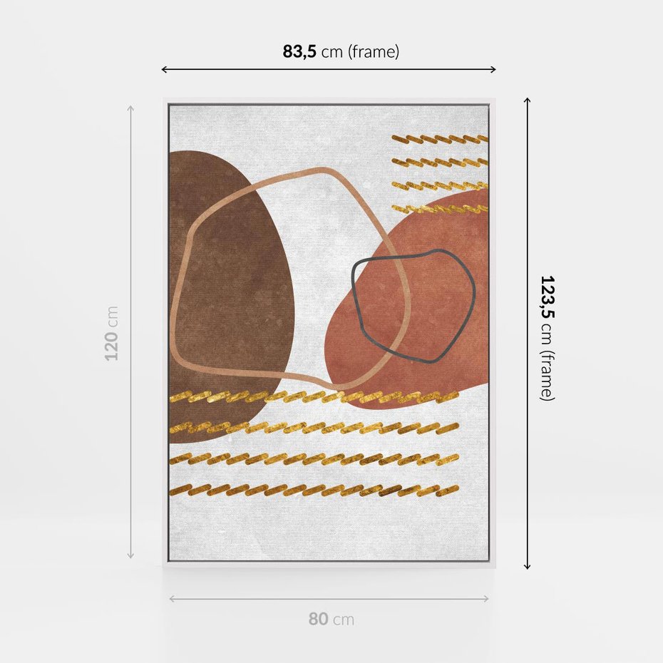 Obraz w ramie 80x120 - Odbicie światła serca - abstrakcyjne rozlane plamy, boho styl - rama biała