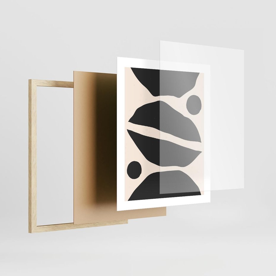Plakat w ramie 40x50 - Surowa Abstrakcja - abstrakcyjny nowoczesny obraz, surowość - rama drewno