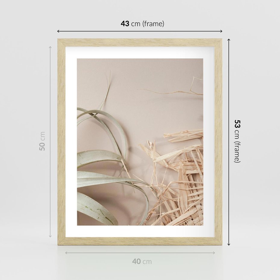 Plakat w ramie 40x50 - Boho urok suchych liści - suche, liście - rama drewno