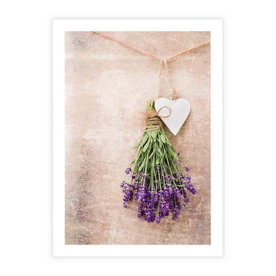 Plakat bez ramy 21x30 - Romantyczny urok - lawenda, bukiet